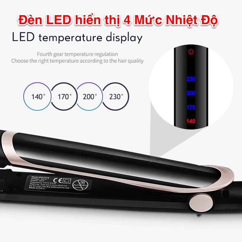 Máy uốn tóc kemei KM2219 cho mái tóc đẹp kiểu dáng mới  - chưc năng uốn cụp - ép - uốn phồng - làm xoăn - tự động - mini