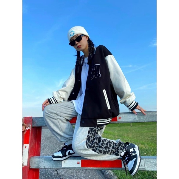 Áo Khoác Bomber XANH Thêu Form Rộng Style Ulzzang - Khoác Bóng Chày Unisex Nam Nữ