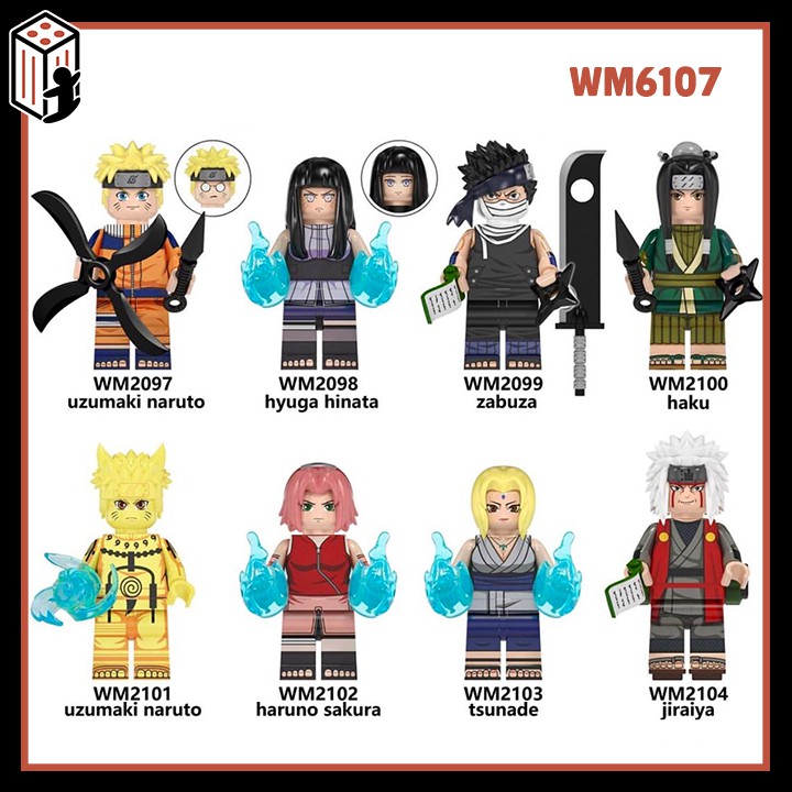 NARUTO - Combo 16 nhân vật Obito, Sasuke, Kakashi, Sasori, Kakuzu, Madara,Deidara Đồ chơi lắp ráp non lego WM6105