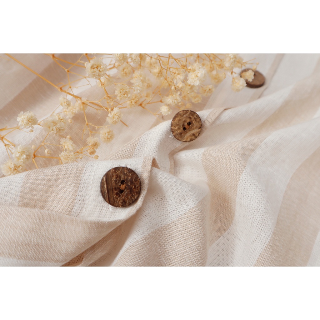 Áo cánh dơi Linen sọc trắng kem KACHISA 642