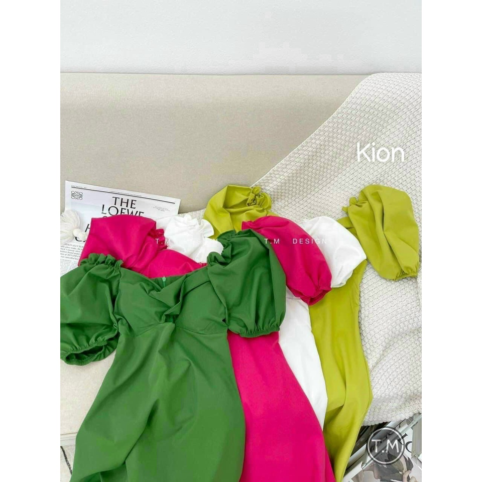 [8.8 Sales Freeship] Đầm công chúa đầm tay phồng cổ vuông hở xoắn ngực siêu xinh