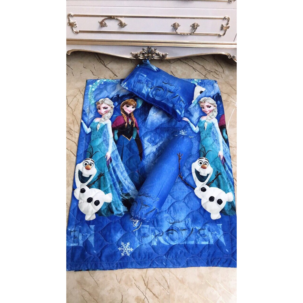 (mẫu mới) Bộ 5 món chăn + gối nằm + gối ôm mẫu Đàn Cá Cảnh trần bông Poly cotton cho bé trai/ bé gái