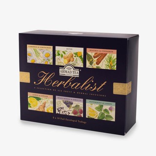 Bộ sưu tập 6 vị Trà thảo mộc Anh Quốc (hộp giấy) - Ahmad Herbalist (túi lọc có bao thiếc - 60 túi/hộp)