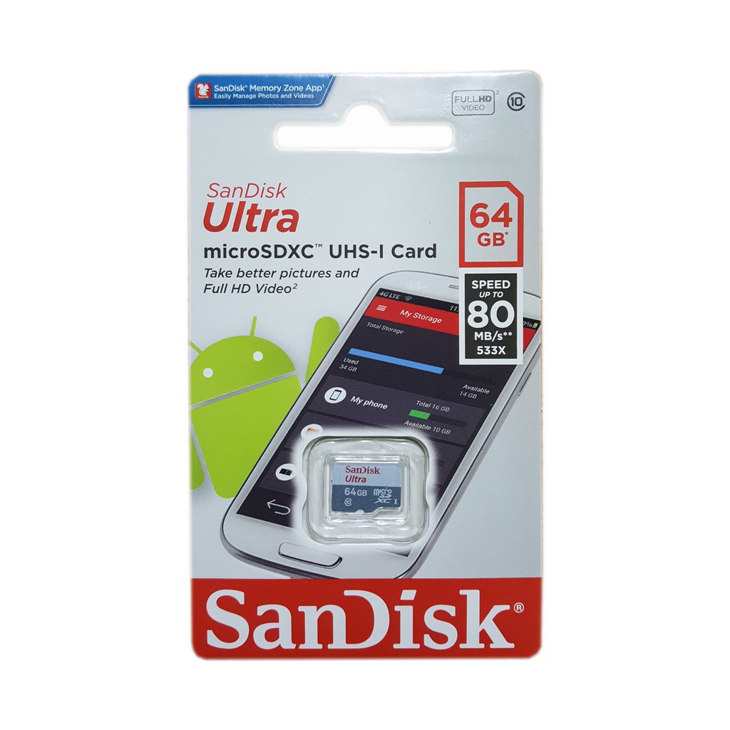 Thẻ Nhớ MicroSDHC SanDisk Ultra 533X 64GB 80MB/s Hãng phân phối chính thức