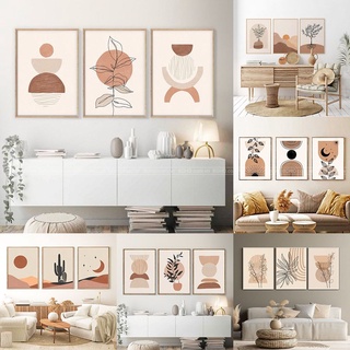 Bộ tranh BOHO trừu tượng treo tường - Tranh canvas trang trí phòng khách phòng ngủ, tặng đinh 3 chân