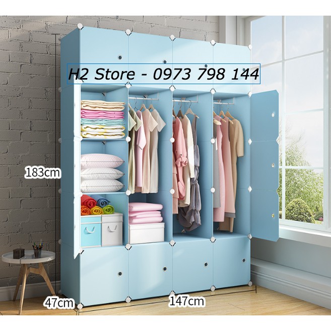 TỦ NHỰA 20 Ô XANH DƯƠNG NHẠT ĐA NĂNG THÔNG MINH sâu 47cm