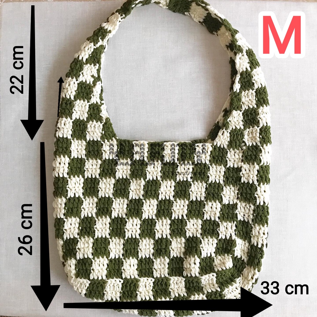 Túi len caro 2 màu handmade - Checkered Handbag 2 size