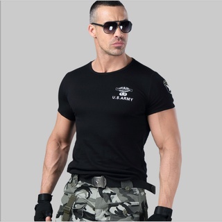 Áo phông lính US Army màu đen, Áo thun nam ngắn tay mạnh mẽ