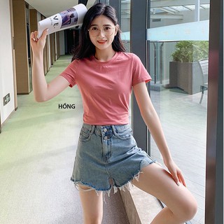 Áo thun cotton nữ cổ tròn chất cotton lụa mặc mềm mại , siêu mát