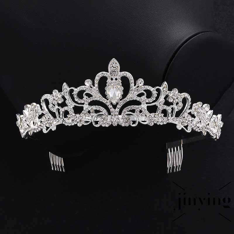 GETNOIVAS Vương miện cài tóc cô dâu đính đá thời trang sang trọng