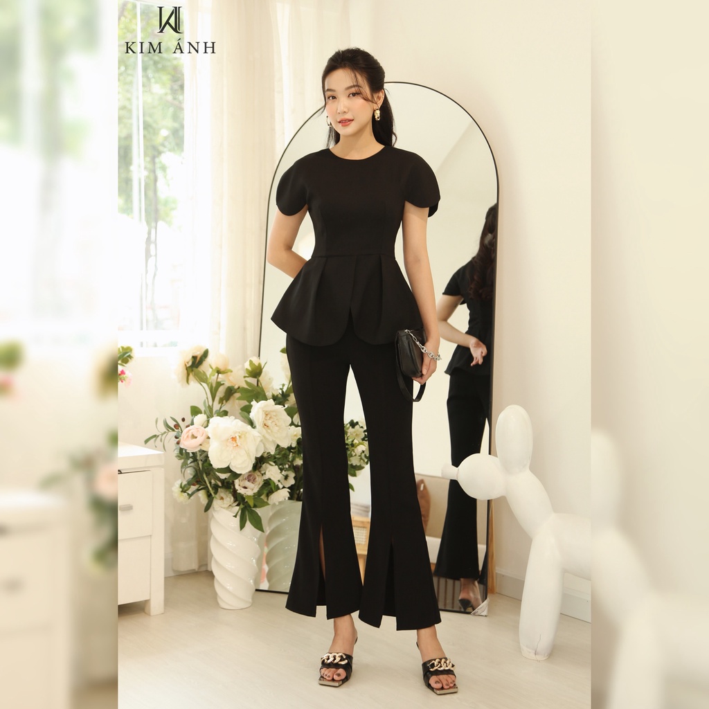 Áo Kiểu Thiết Kế Nữ, Áo Sơ Mi Nữ Công Sở Kim Ánh Pidrey Top Tay Phồng Ngắn Sang Trọng,AKSX29006