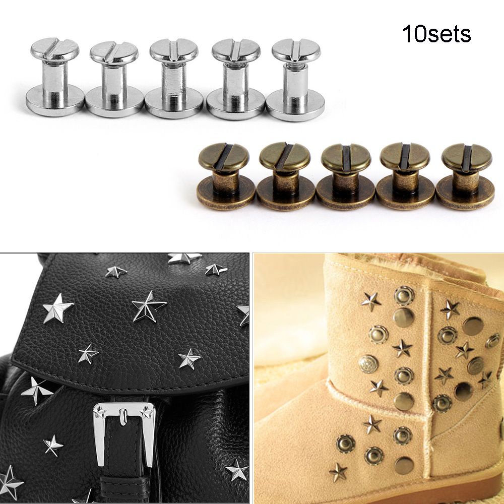 Set 10 Bộ Đinh Tán Bằng Đồng Thau Nhiều Màu Dùng Trang Trí Mũ/Giày/Đồ Da DIY