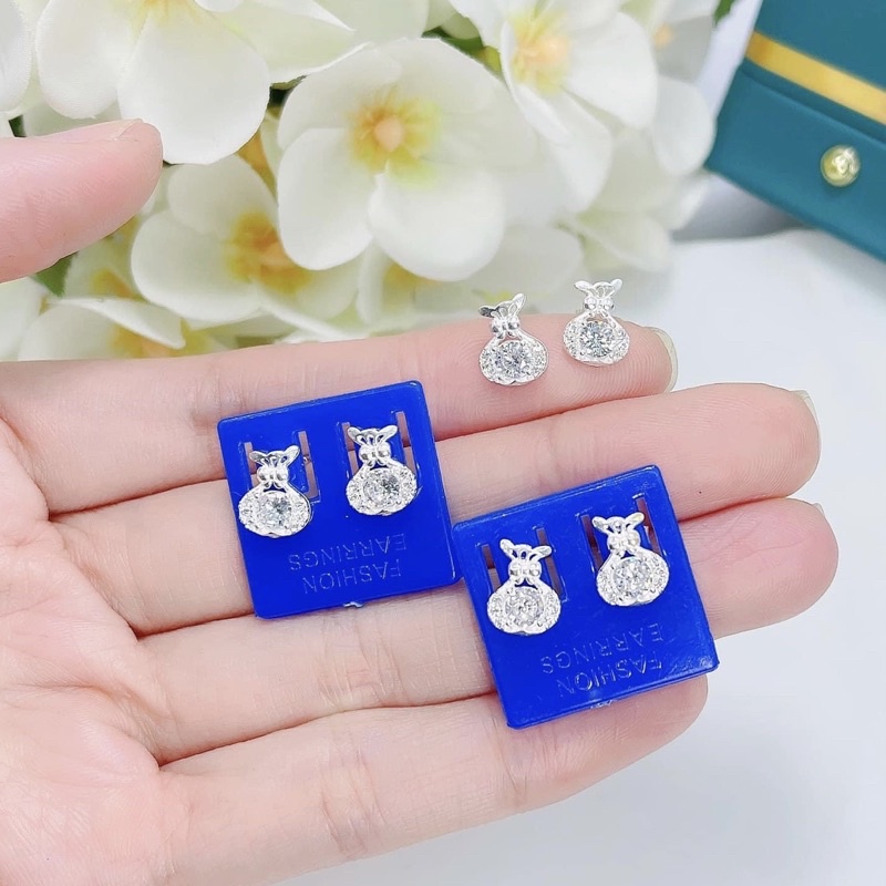 Bông tai túi tiền - Bông tai kim tiền - đem lại tài lộc may mắn - Vàng Bạc Khải Khải