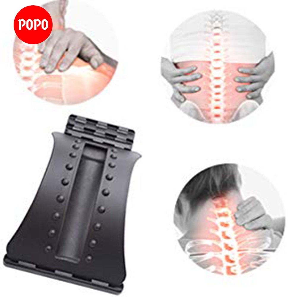 Khung nắn chỉnh cột sống tích hợp 18 nút massage đá từ tính, bản to 3 nấc điều chỉnh YGW33Black giúp tác động sâu POPO