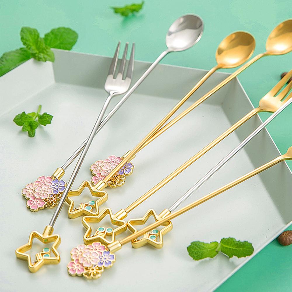 Muỗng Cà Phê Bằng Thép Không Gỉ|Nĩa Ăn Trái Cây / Sữa Mini Tiện Dụng Cho Nhà Bếp