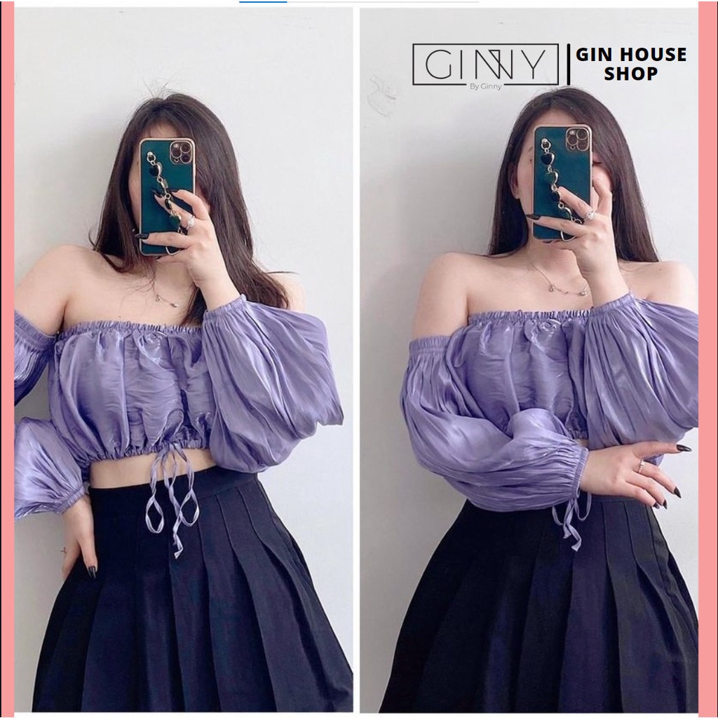 Áo Kiểu Croptop Bẹt Vai TH04 | GinHouse Shop