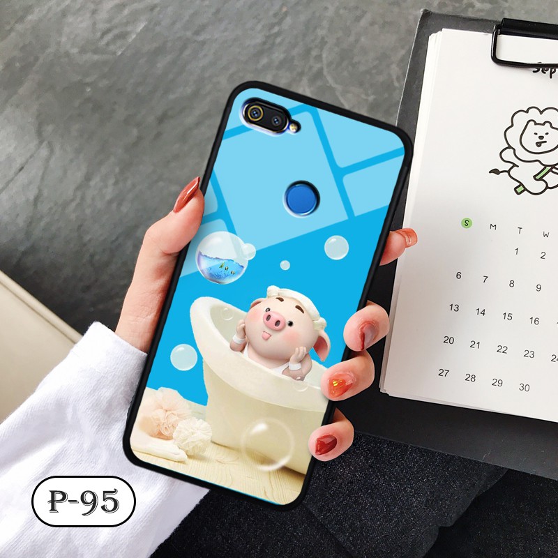 Ốp lưng kính 3D OPPO A12- hình cute