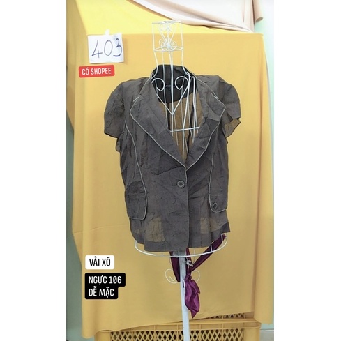 Áo khoác vest ngắn tay màu nâu rêu tôn da.S403