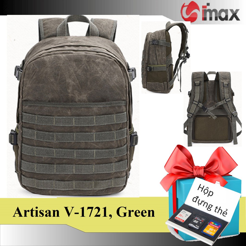 Ba lô máy ảnh Artisan V-1721, 3 màu, Tặng hộp đựng thẻ nhớ