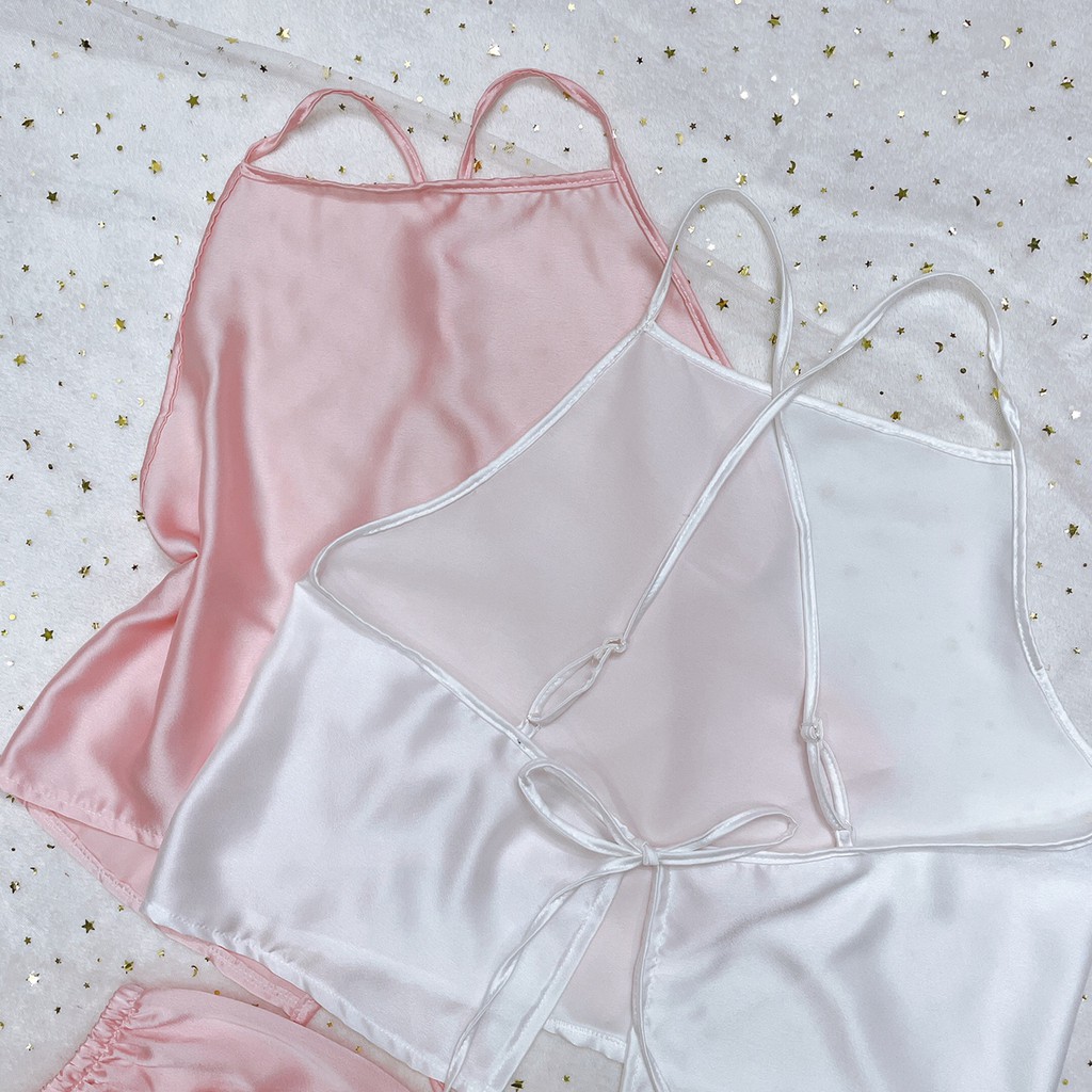 Đồ ngủ nữ 🌺FREE SHIP🌺Đồ ngủ sexy cổ yếm chất satin mềm mát freesize <55kg  - DCQ Sleepwear | BigBuy360 - bigbuy360.vn