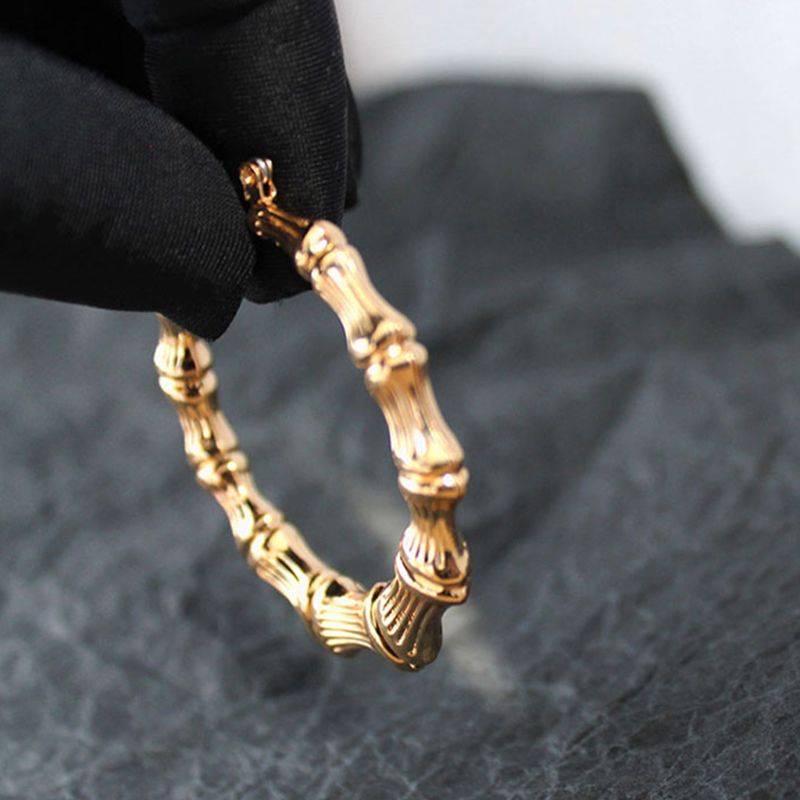 Khuyên Tai Tròn Lớn Bằng Tre Màu Vàng Kim / Bạc Quyến Rũ Cho Nữ