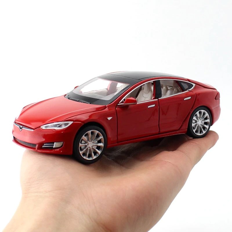 Mô hình xe TESLA MODEL S 1:32 có đèn âm thanh ô tô đồ chơi trẻ em hợp kim oto xe hơi mini bằng thép