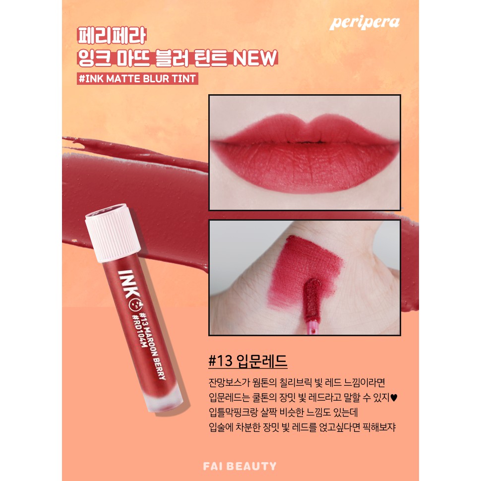 [ Peripera ] Son kem Ink Matte Blur Tint (Kèm bill mua)