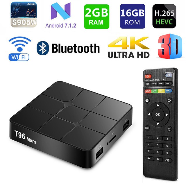 [Mã 44ELSALE2 giảm 7% đơn 300K] TV Box T96 Mars Ram 2GB Rom 16GB Amlogic S905W Android 7.1.2