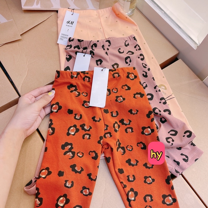 combo 3 quần legging họa tiết báo cho bé gái