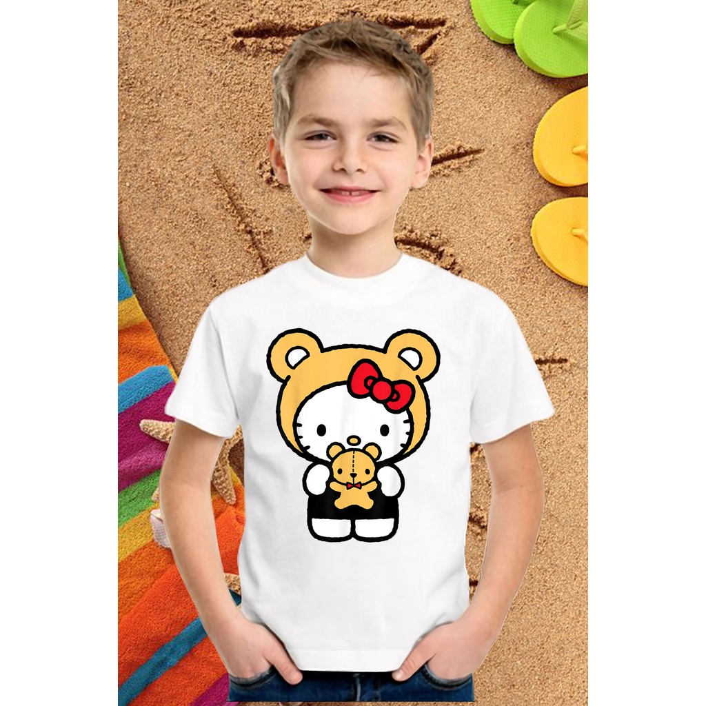 ÁO PHÔNG CỔ TRÒN HELLO KITTY IN HÌNH HOẠT HÌNH ĐÁNG YÊU GIÁ SIÊU RẺ CHO BA MẸ VÀ BÉ - 487