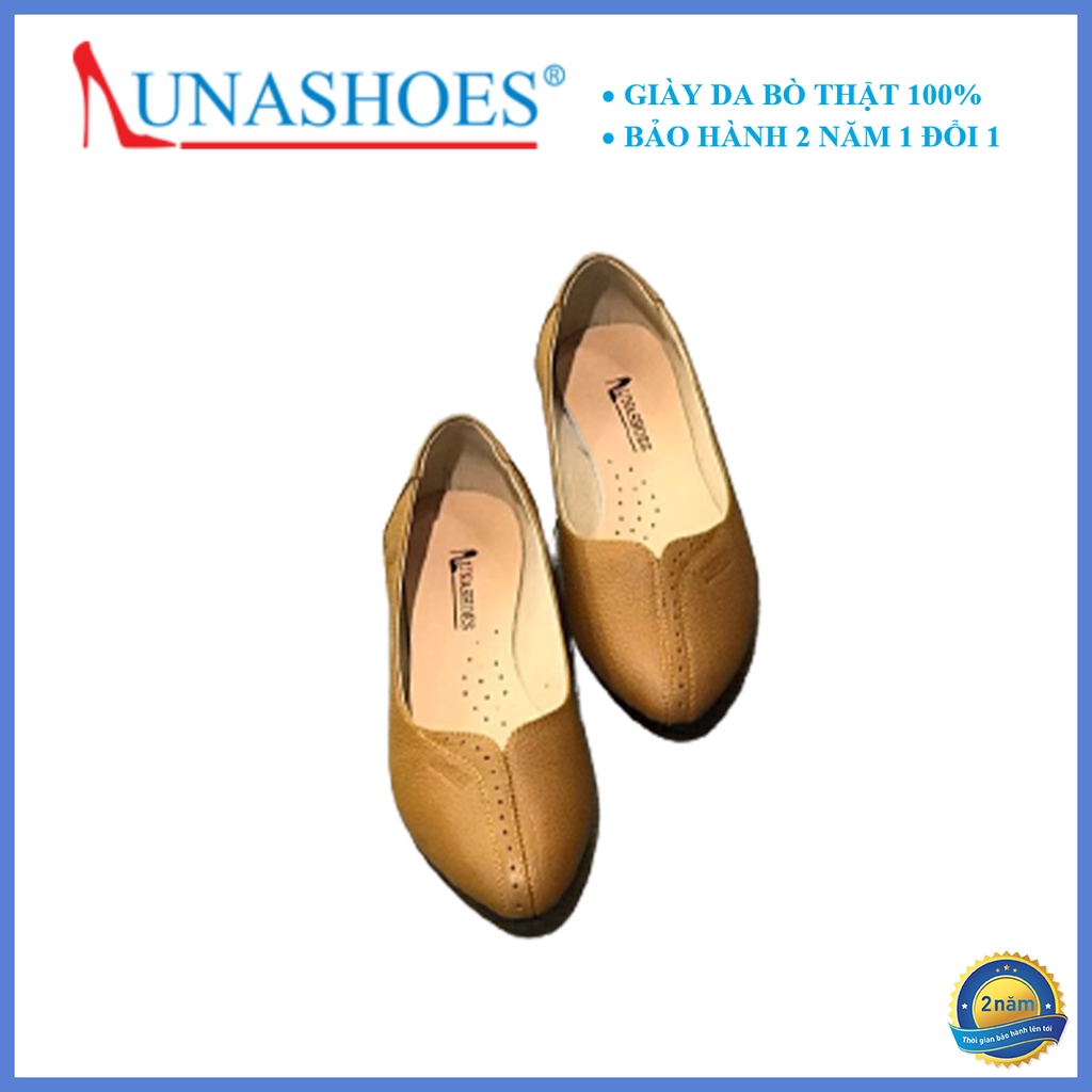 Giày bệt nữ mũi tròn da bò mềm êm chân Lunashoes (1067) giầy mũi nhọn da thật cao cấp nhiều màu (BH 24TH)