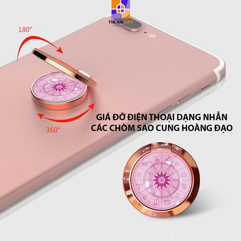 Giá đỡ điện thoại các chòm sao cung hoàng đạo, giá đỡ dạng nhẫn mạ vàng