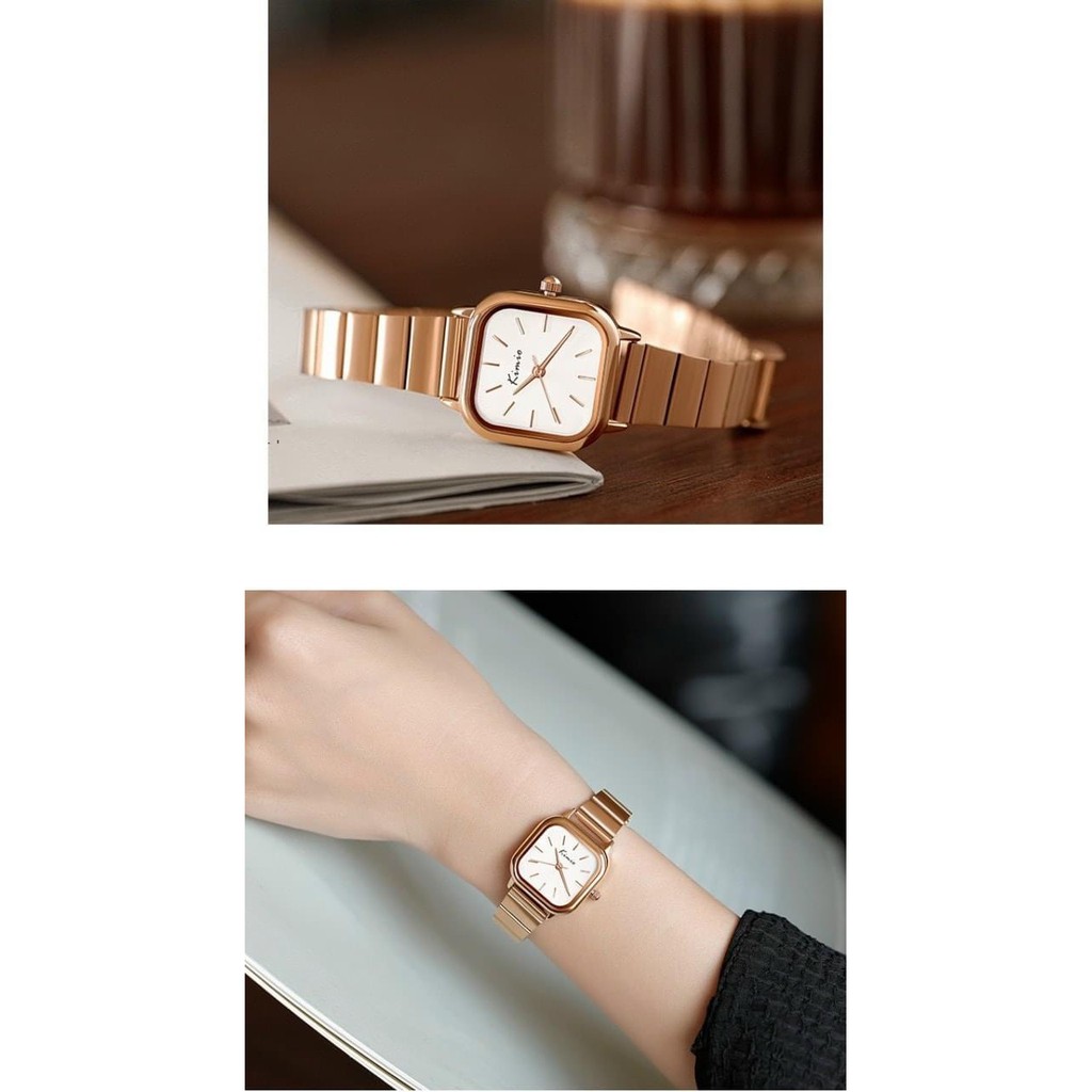 Đồng hồ thời trang nữ Kimio 6498 mặt vuông sang trọng, chống nước chống ghỉ