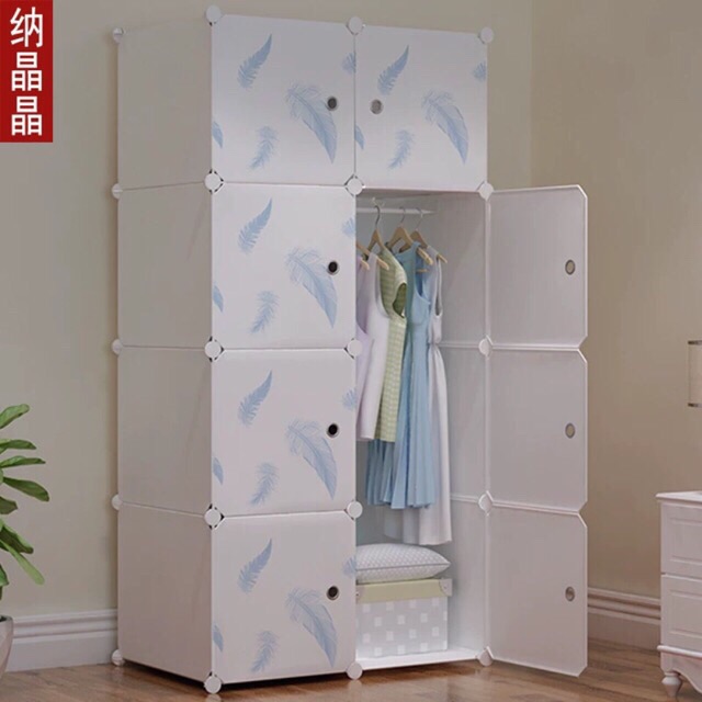 SIZETỦ 150x75x37cm. Tủ nhựa- tủ quần áo- tủ lắp ghép - tủ 8 ô. Tặng kèm 1 treo đồ.