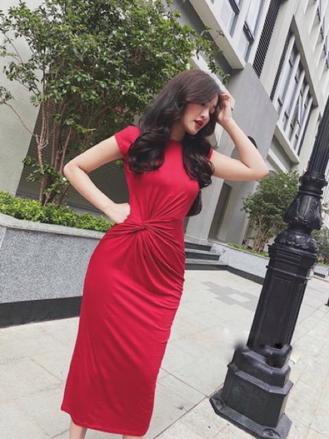 Đầm dáng ôm thun xoắn eo | BigBuy360 - bigbuy360.vn