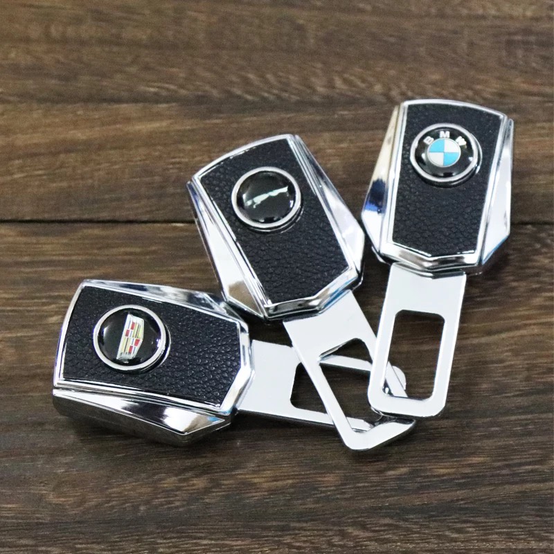 [BẢN CẢI TIẾN] Combo 2 chiếc chốt đai an toàn có thể lắp nối tiếp logo các hãng xe Mercedes, Bmw Audi, Porsche