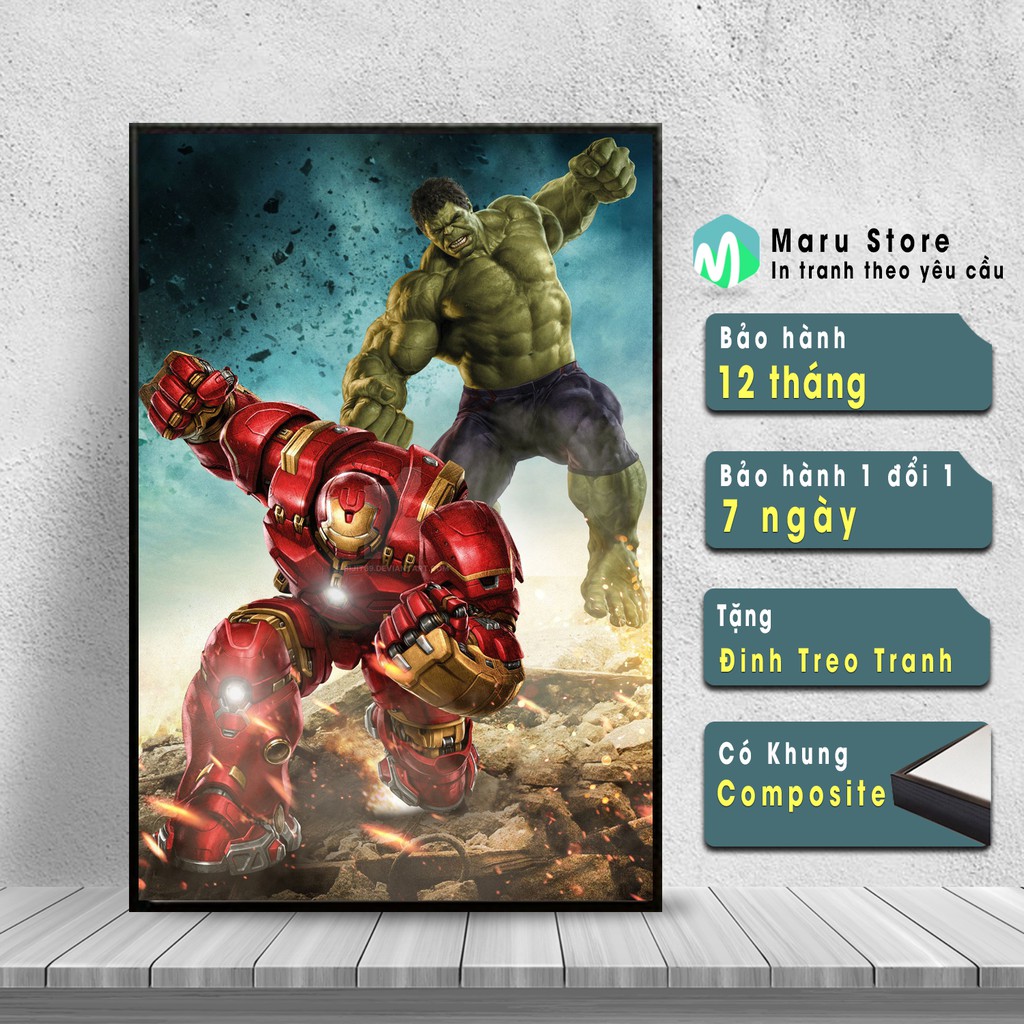 Tranh Hulkbuster Và Hulk Treo Tường Có Khung Ảnh Composite Hiện Đại