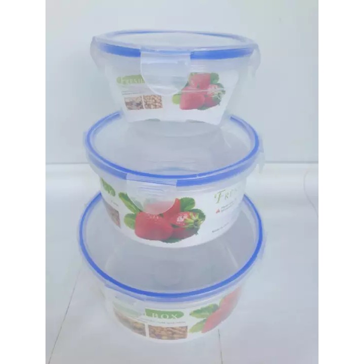 Bộ 3 hộp nhựa đựng thực phẩm có nắp gài chắc chắn, Hộp đựng thực phẩm để tủ lạnh Siêu tiện dụng