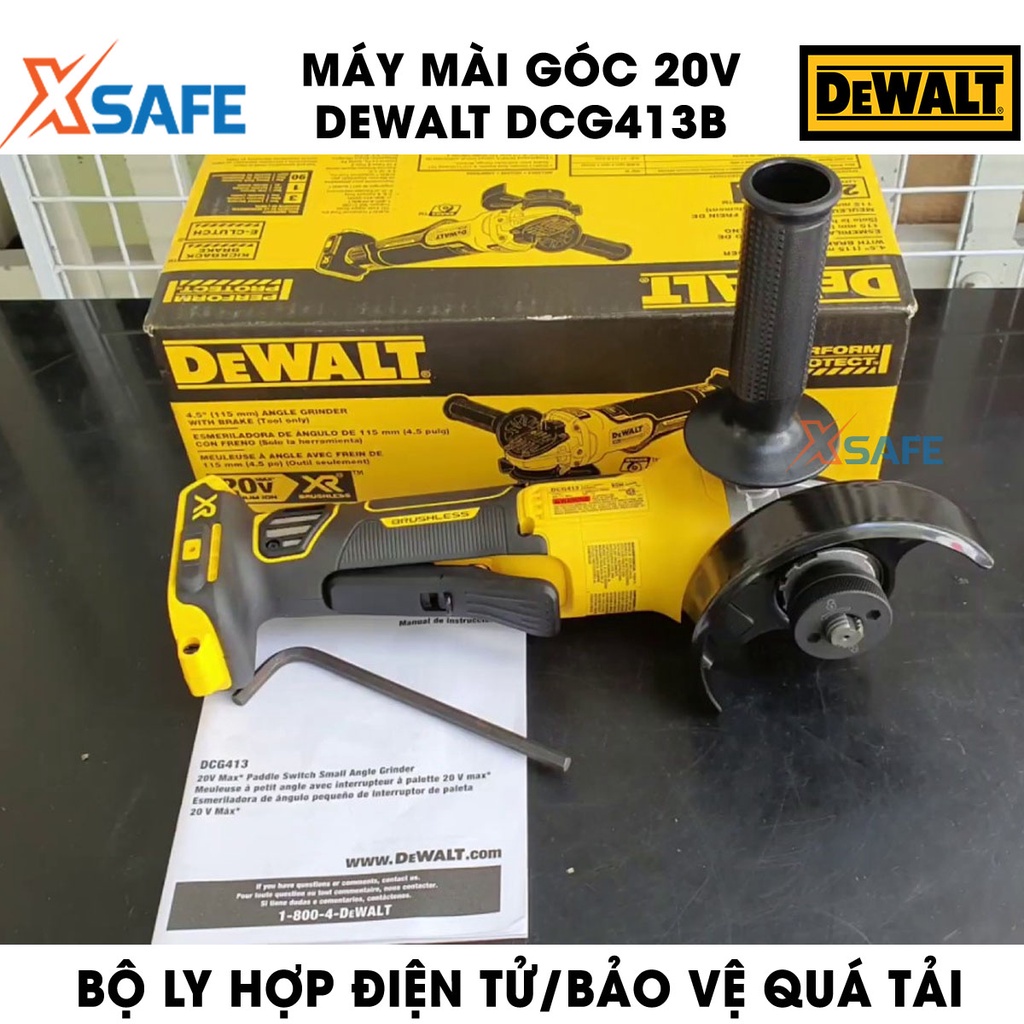 Máy mài góc 20V Max DEWALT DCG413B Máy mài cầm tay DeWalt bộ ly hợp bảo vệ quá tải, có đèn LED, động cơ không chổi than