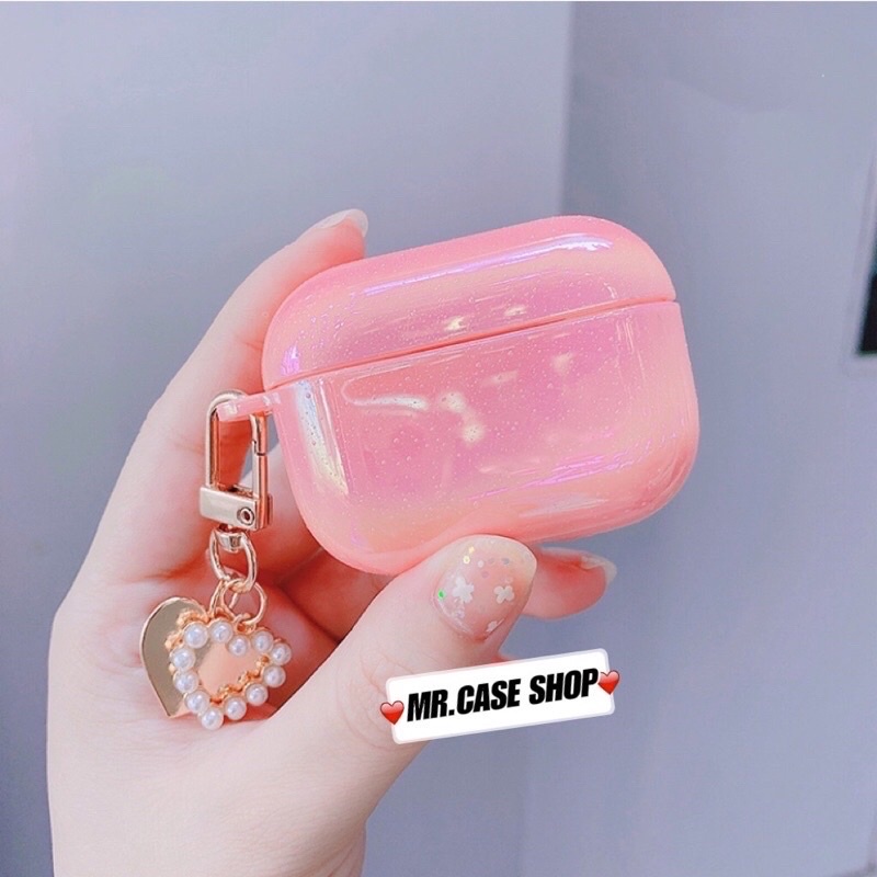 Vỏ bọc bảo vệ màu ánh ngọc trai màu hồng cho hộp sạc tai nghe Airpods 1 / 2 Pro - Mr.Case Airpods