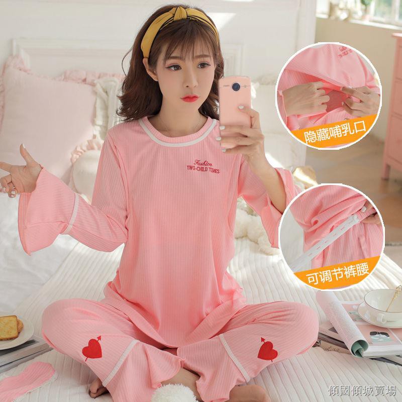 Bộ Đồ Ngủ Vải Cotton Thời Trang Mùa Đông Cho Mẹ Bầu