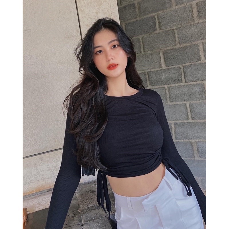 Áo croptop tay dài rút dây Bigsize 60-90kg