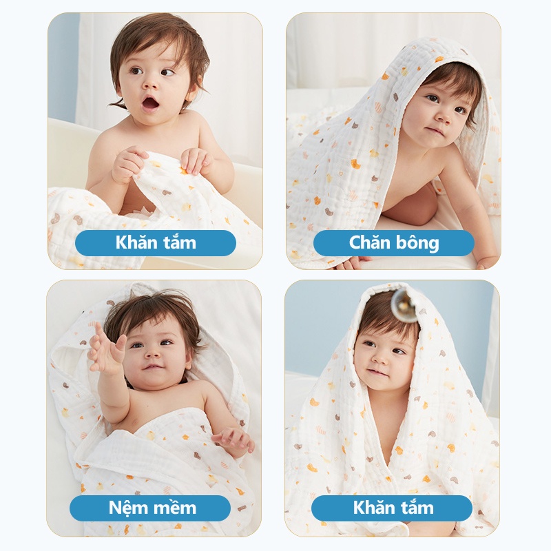 [Einmilk.ân ninh]Khăn tắm cho trẻ mới biết đi / trẻ sơ sinh siêu mềm 6 lớp 100% cotton nhanh khô thấm hút cao QBTS