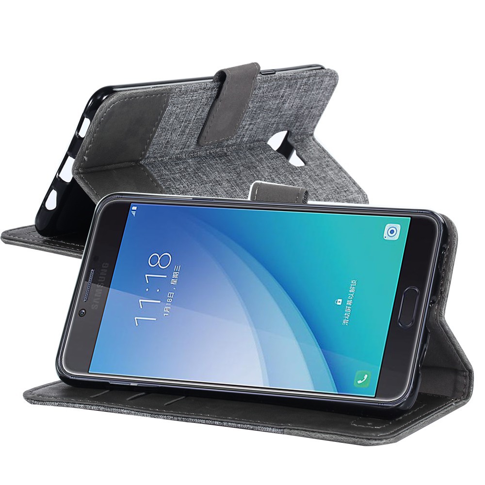 Bao da bề mặt vải denim có ngăn đựng thẻ cho Samsung C5 C7 C9 Pro | BigBuy360 - bigbuy360.vn