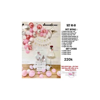 set trang trí sinh nhật cho bé có bóng và chibi