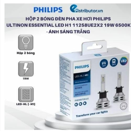 Hộp 2 Bóng Đèn Pha Xe Hơi Philips Ultinon Essential LED H1 11258UE2X2 19W 6500K - Hàng chính hãng