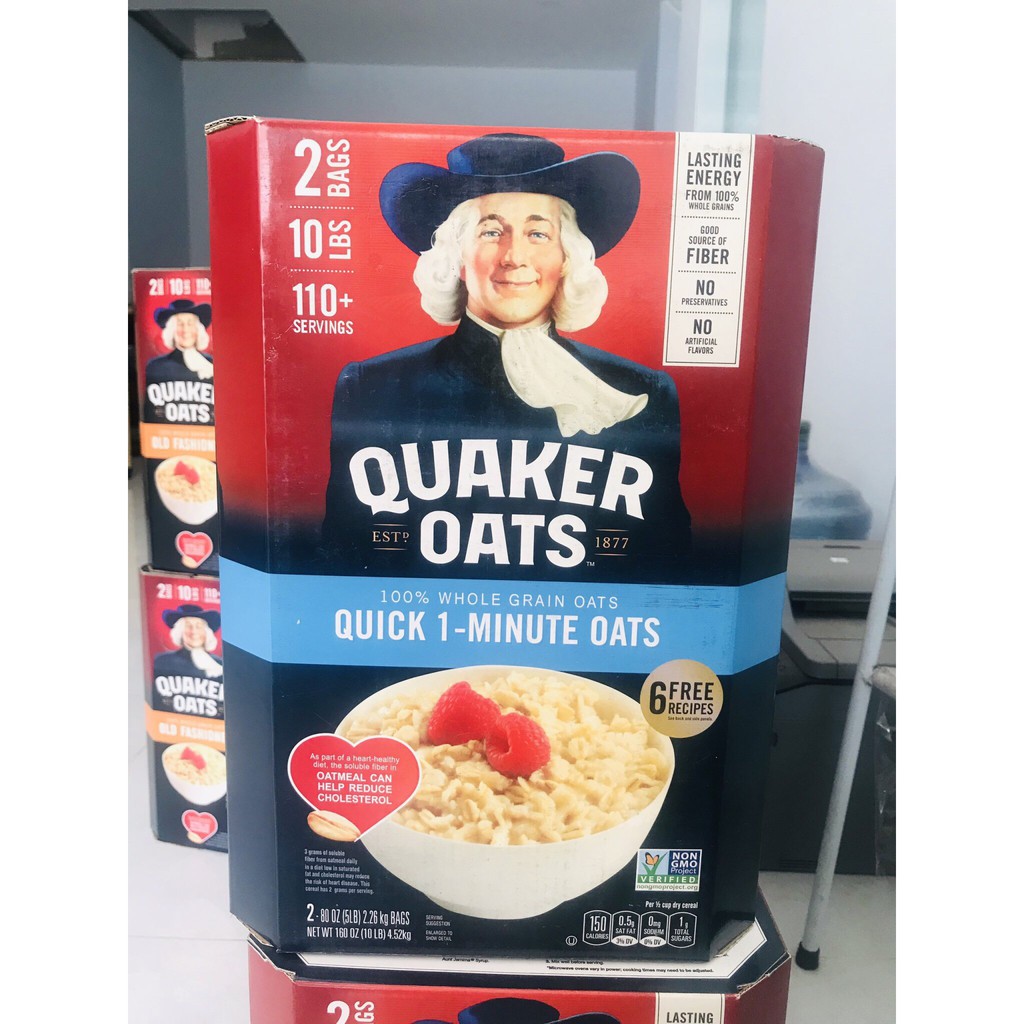 [Mã GROSALE2703 giảm 8% đơn 250K] Yến Mạch Quaker Oats Thùng Xanh (Loại Cán Vỡ ) 4.52Kg