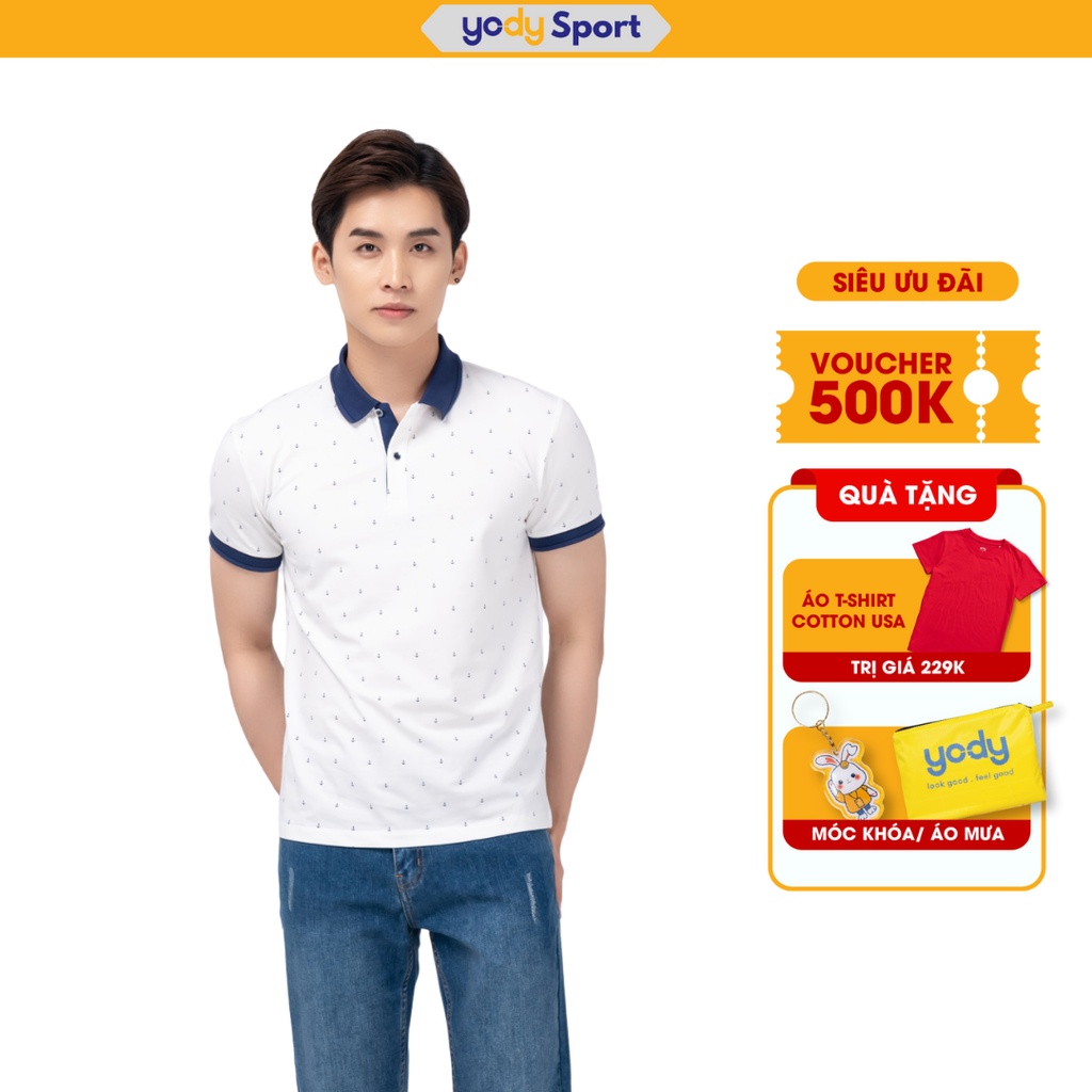 Áo Polo Nam Chính Hãng Yody , áo phông nam có cổ cao cấp họa tiết Mỏ Neo thoáng mát APM4205