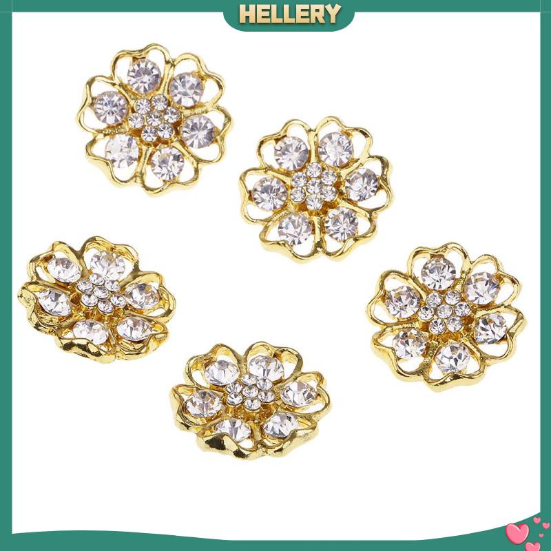 Set 5 Nút Kim Loại Hình Bông Hoa Đính Đá 20mm Trang Trí Tiệc Cưới