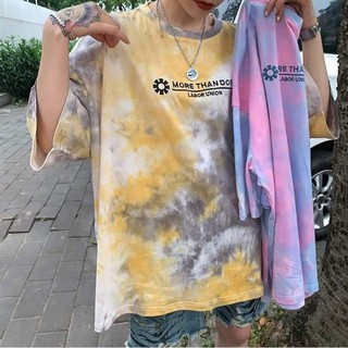 ÁO THUN LOANG THÊU HOA CÚC MÀU VÀNG/HỒNG KIỂU DÁNG ÁO THUN NỮ TAY LỠ LOANG MÀU - ÁO THUN FORM RỘNG